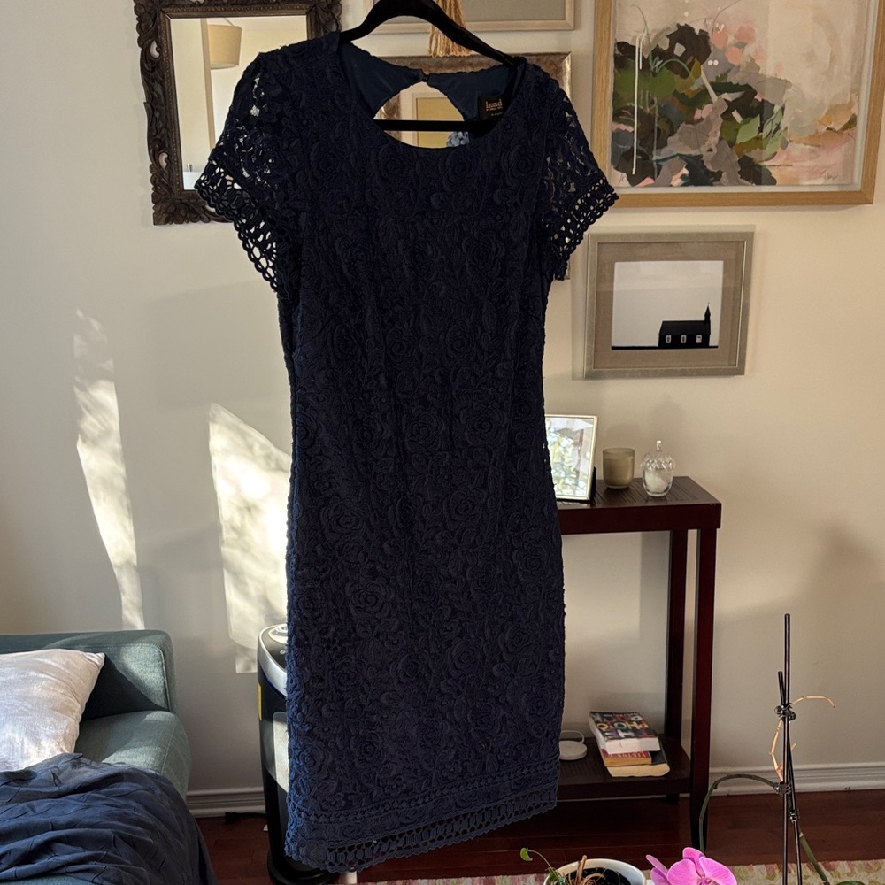 Laundry By Shelli Segal Navy Lace Midi Dress